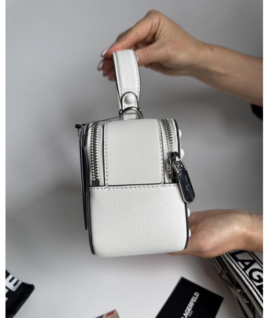 KARL LAGERFELD Белая кожаная сумка через плечо, фото 3
