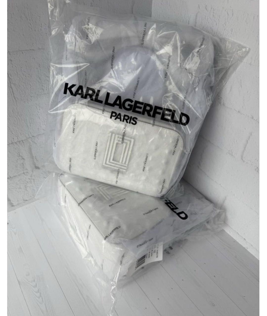 KARL LAGERFELD Белая кожаная сумка через плечо, фото 6
