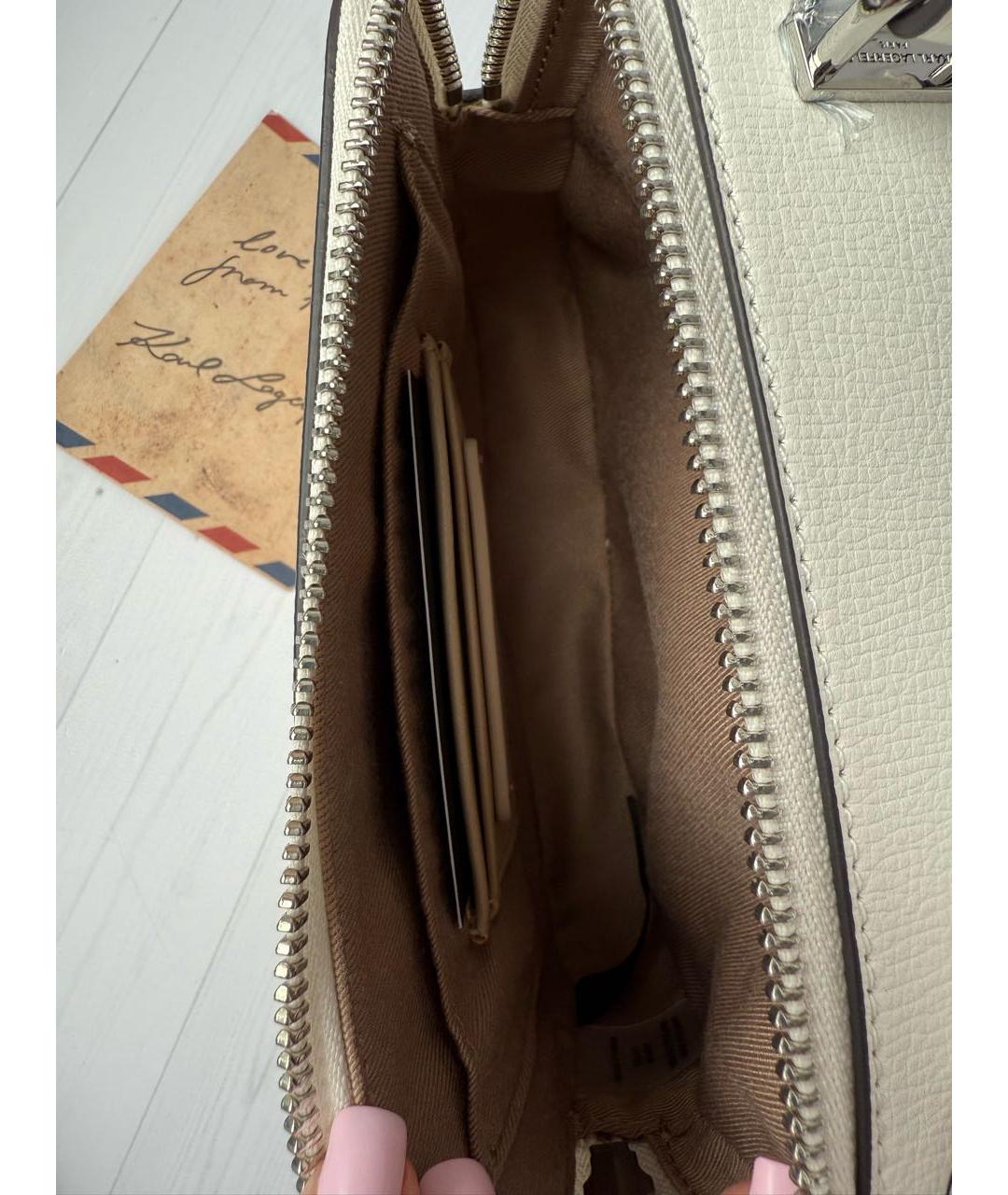 KARL LAGERFELD Белая кожаная сумка через плечо, фото 5