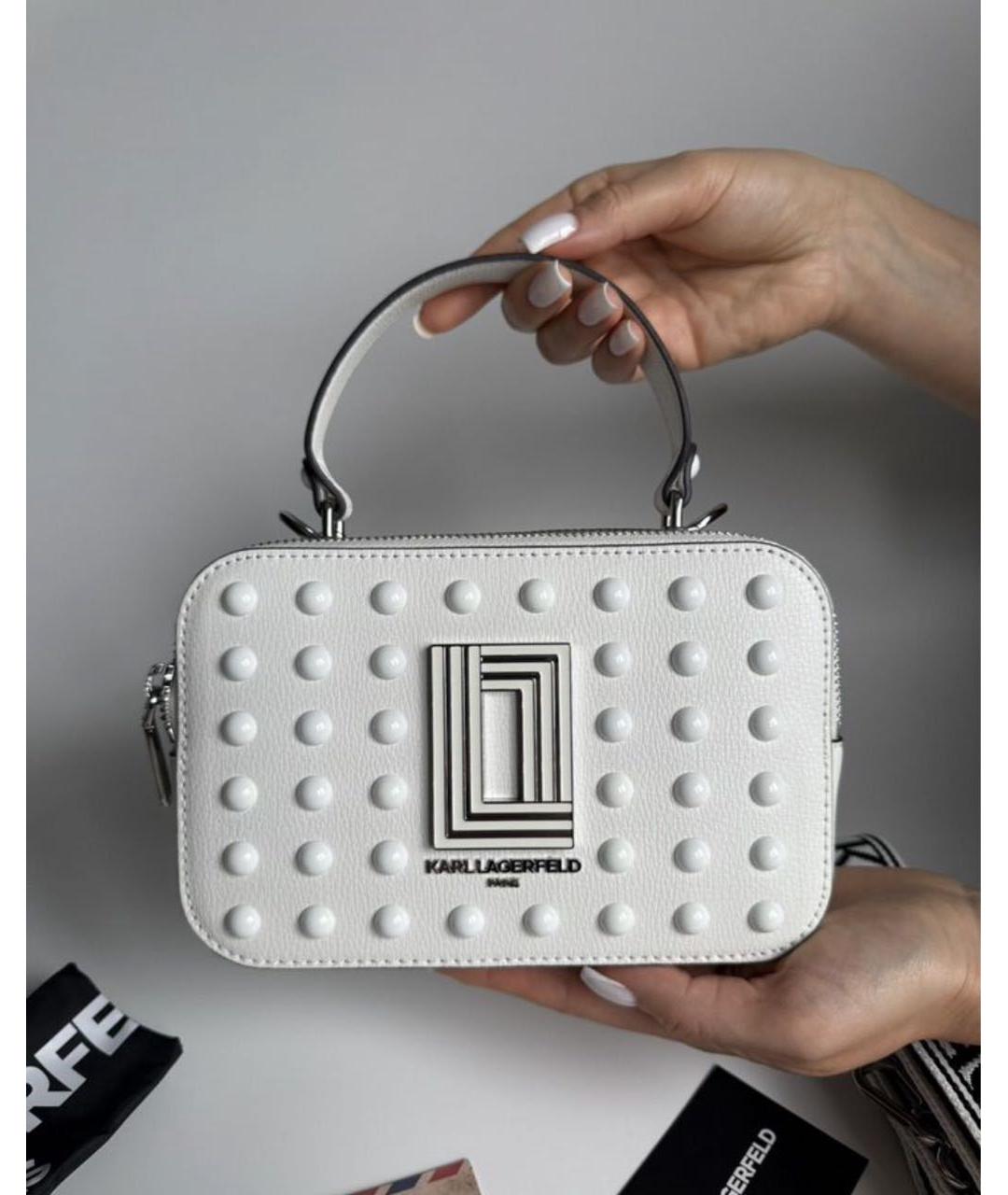 KARL LAGERFELD Белая кожаная сумка через плечо, фото 2