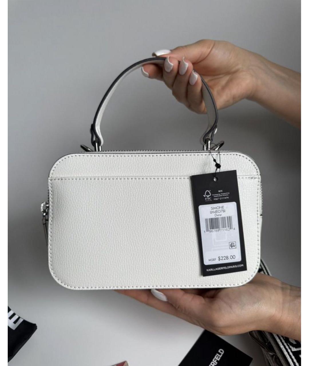 KARL LAGERFELD Белая кожаная сумка через плечо, фото 4