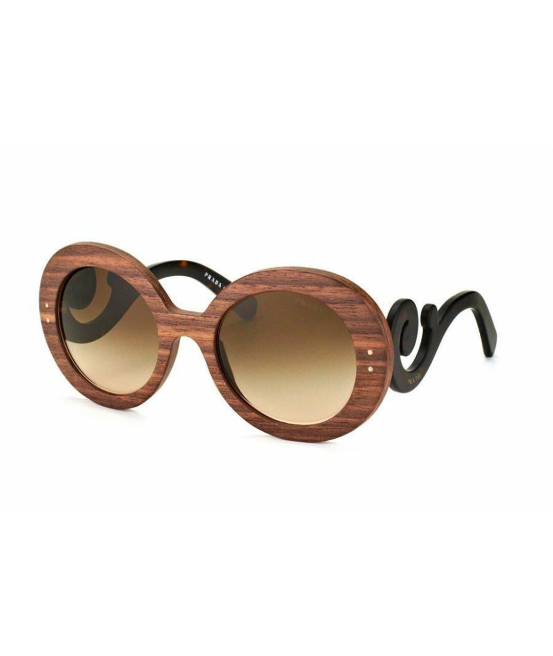 PRADA Коричневые деревянные солнцезащитные очки, фото 3