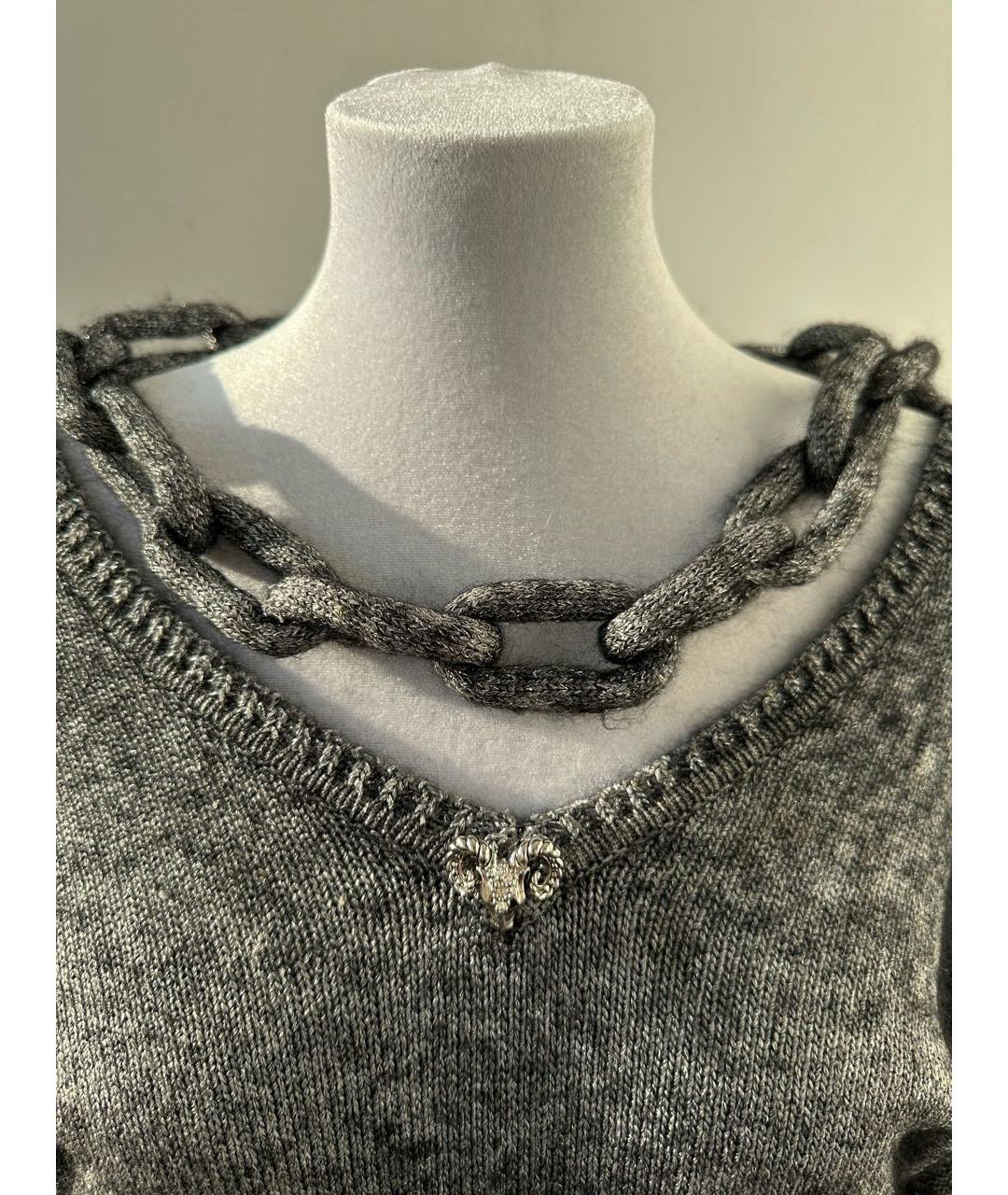 ROBERTO CAVALLI Серый шерстяной джемпер / свитер, фото 4
