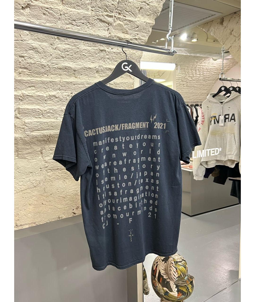 CACTUS JACK BY TRAVIS SCOTT Темно-синяя хлопковая футболка, фото 3