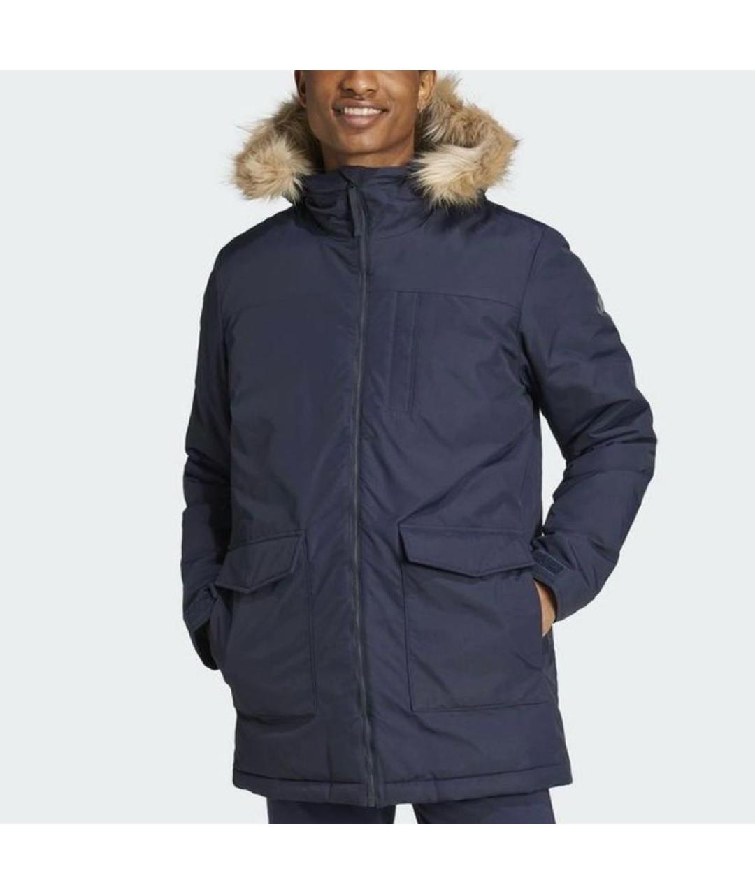 ADIDAS Темно-синяя полиамидовая парка, фото 2