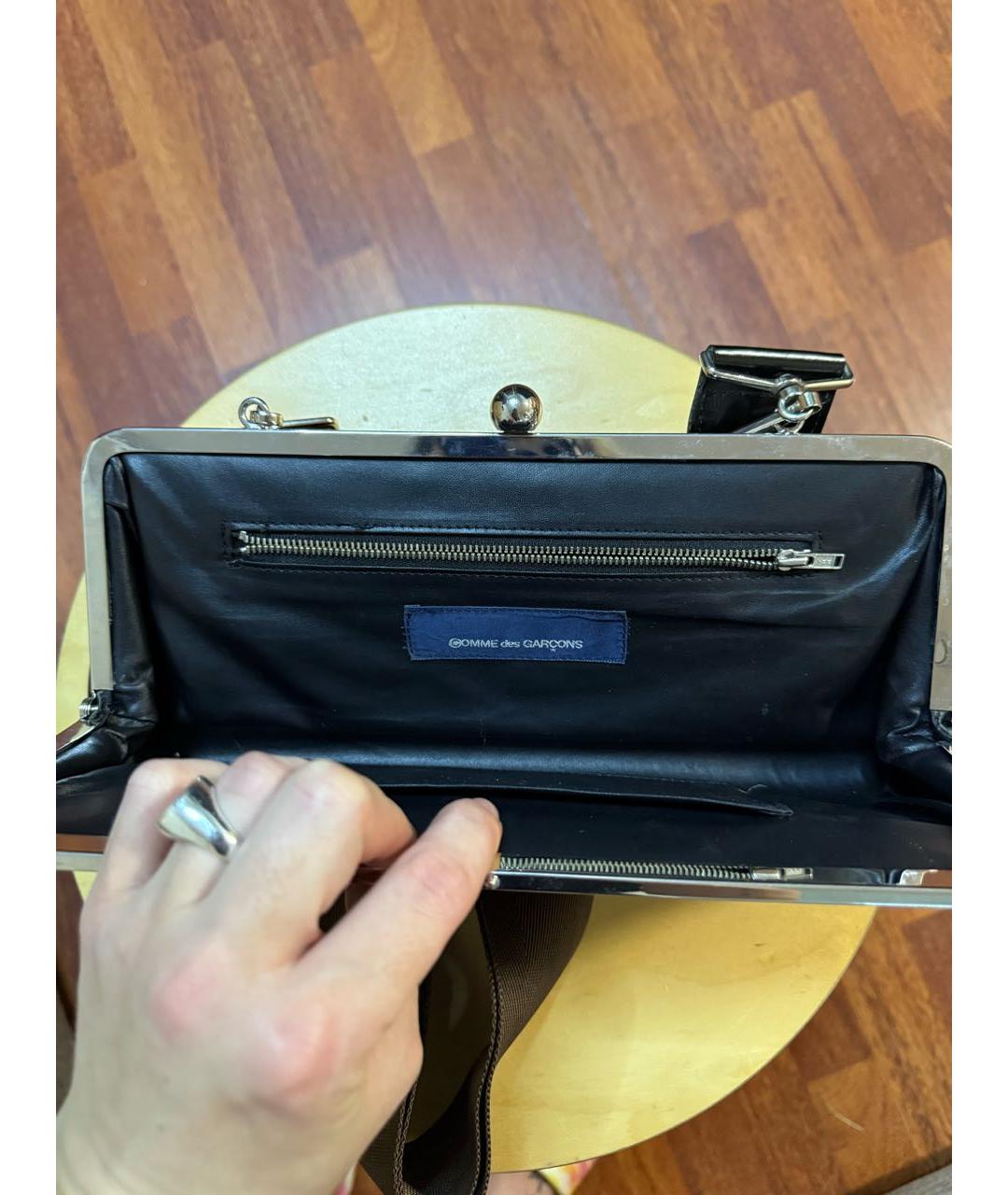 COMME DES GARÇONS Черная кожаная сумка через плечо, фото 6