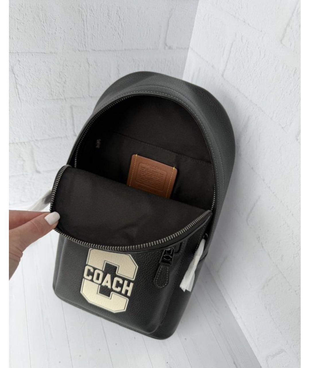 COACH Черный кожаный рюкзак, фото 4