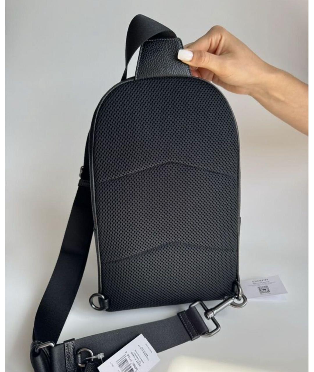 COACH Черный кожаный рюкзак, фото 3