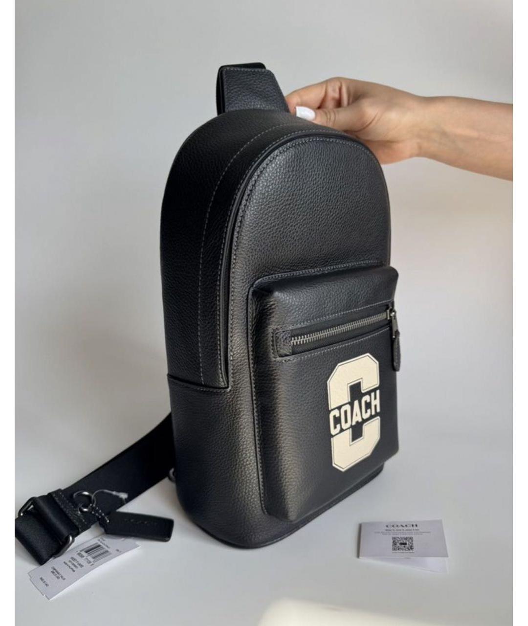 COACH Черный кожаный рюкзак, фото 2