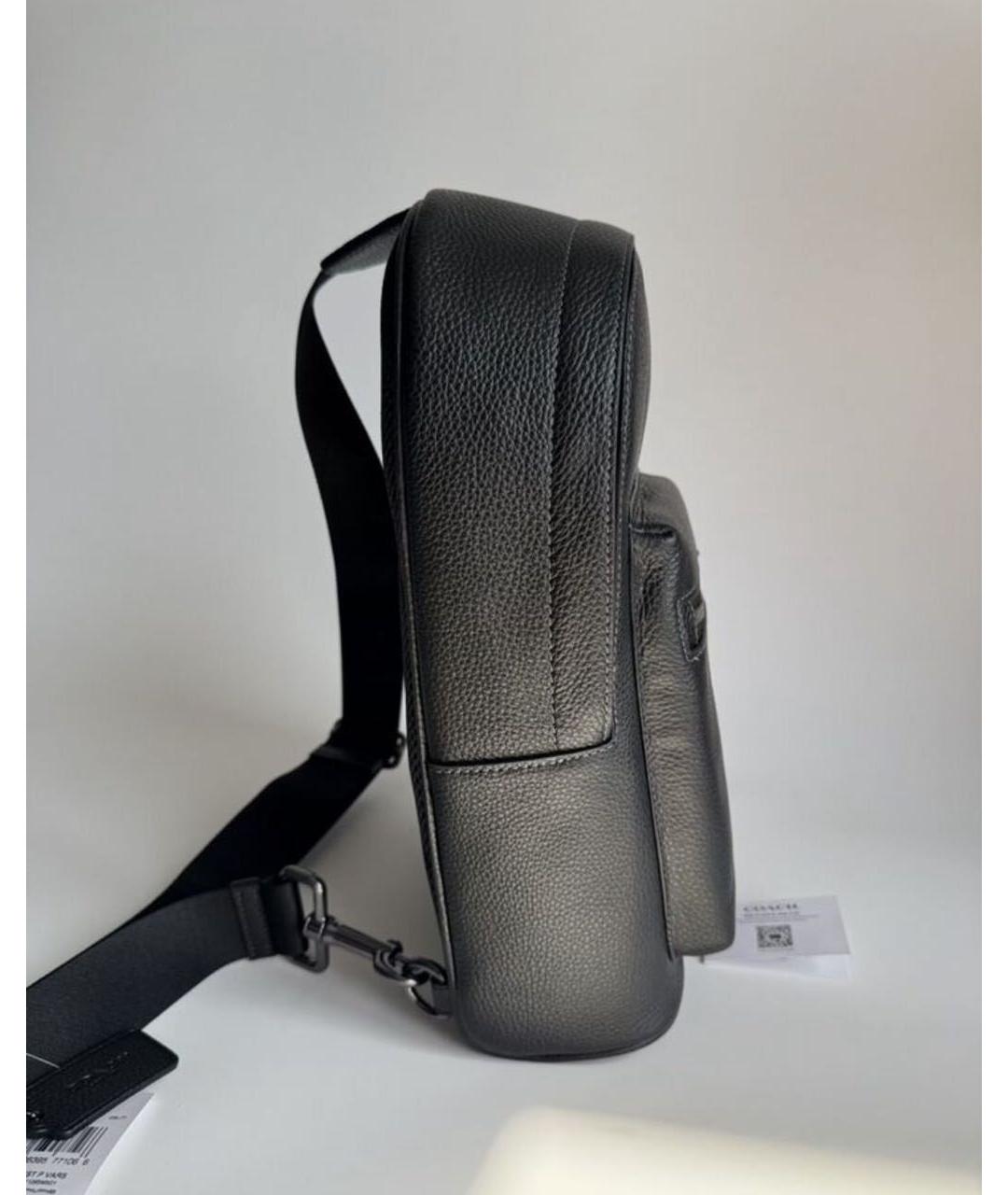 COACH Черный кожаный рюкзак, фото 8
