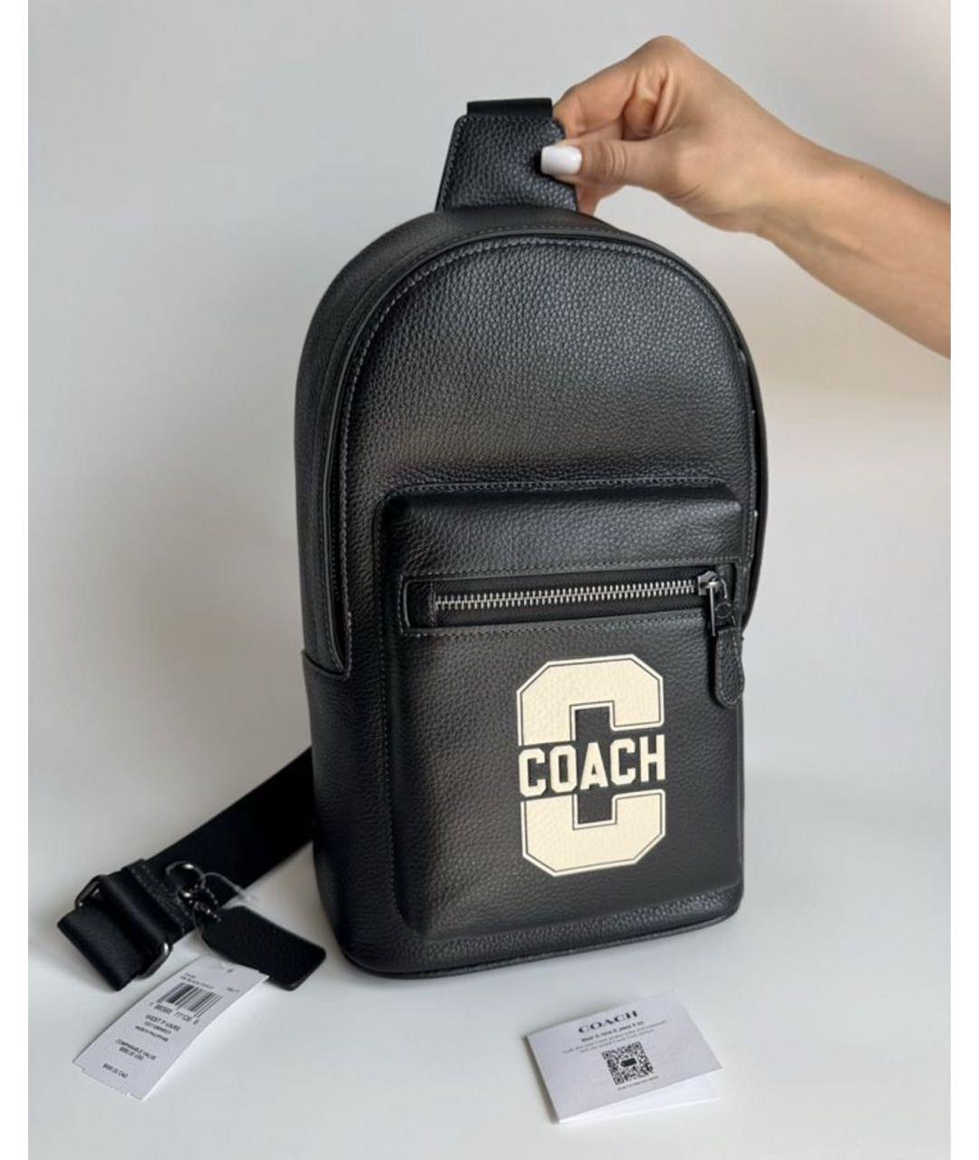 COACH Черный кожаный рюкзак, фото 9