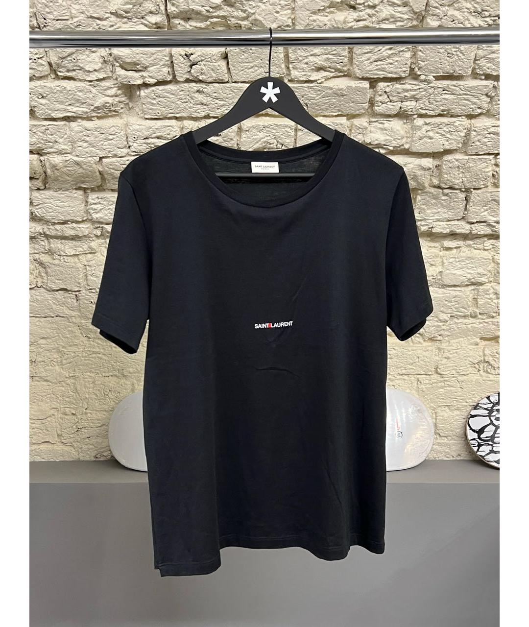 SAINT LAURENT Черная хлопковая футболка, фото 2