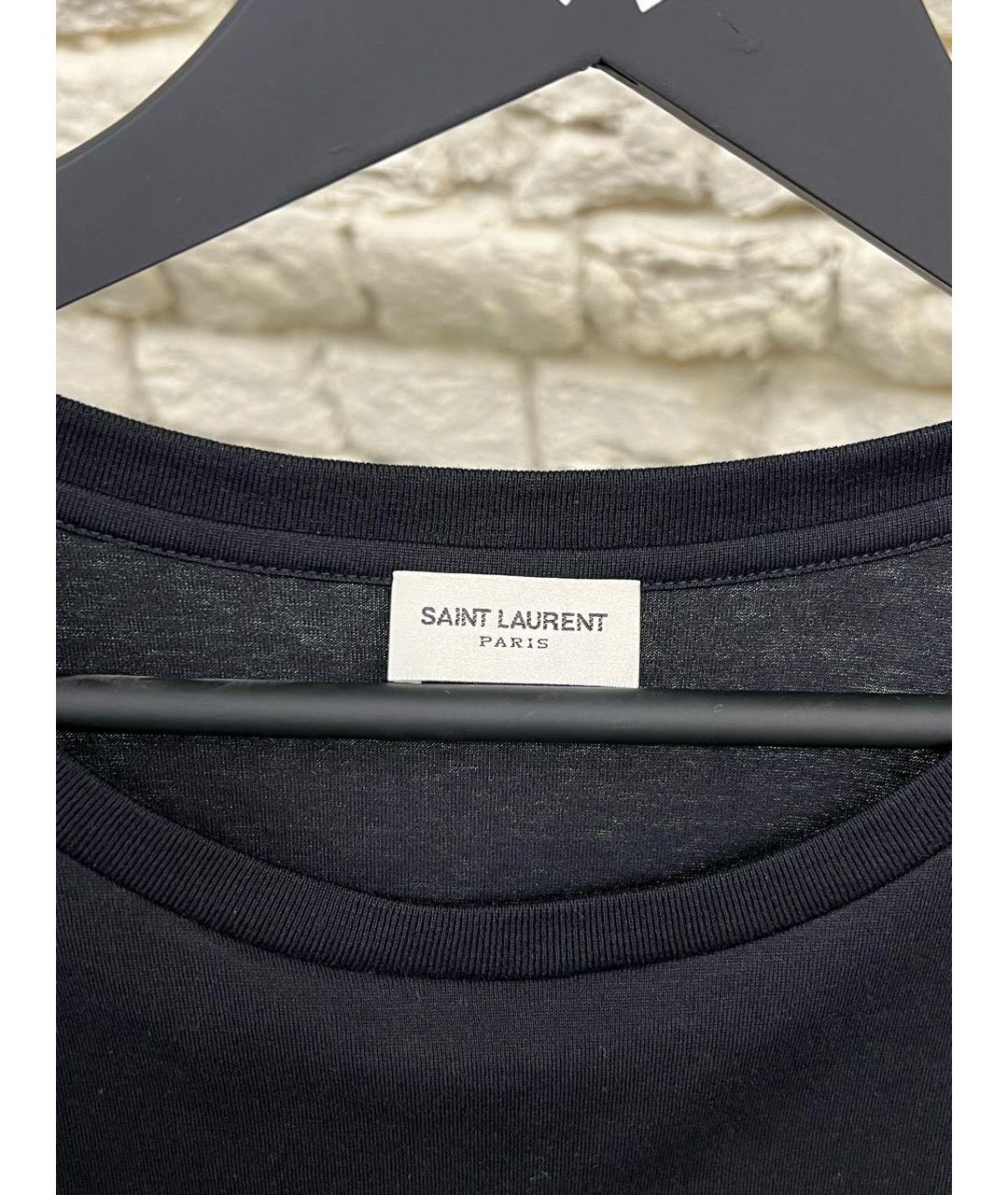 SAINT LAURENT Черная хлопковая футболка, фото 4