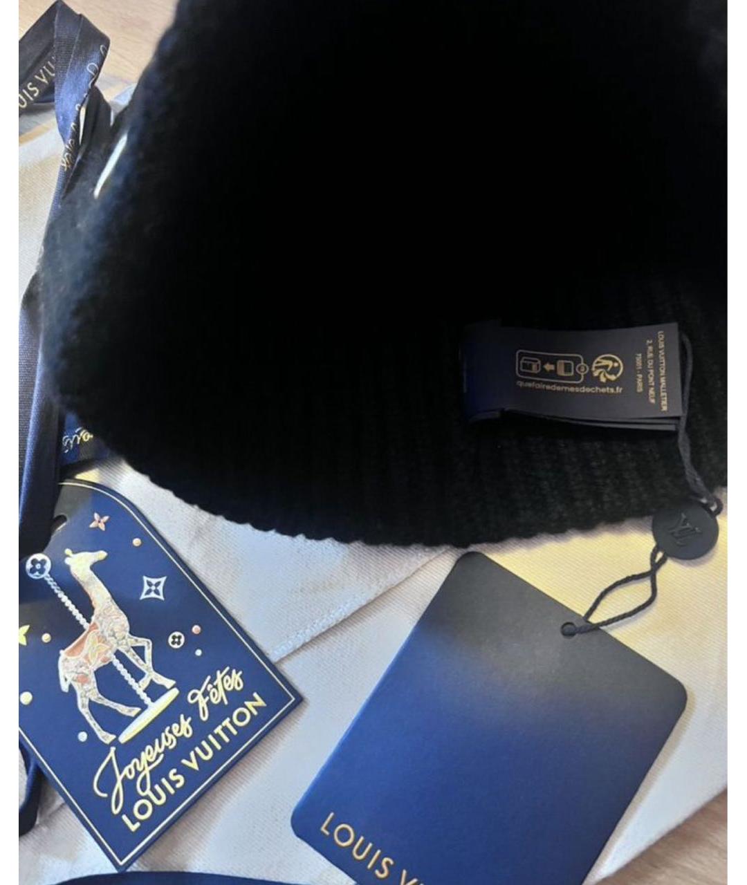 LOUIS VUITTON Черная кашемировая шапка, фото 5