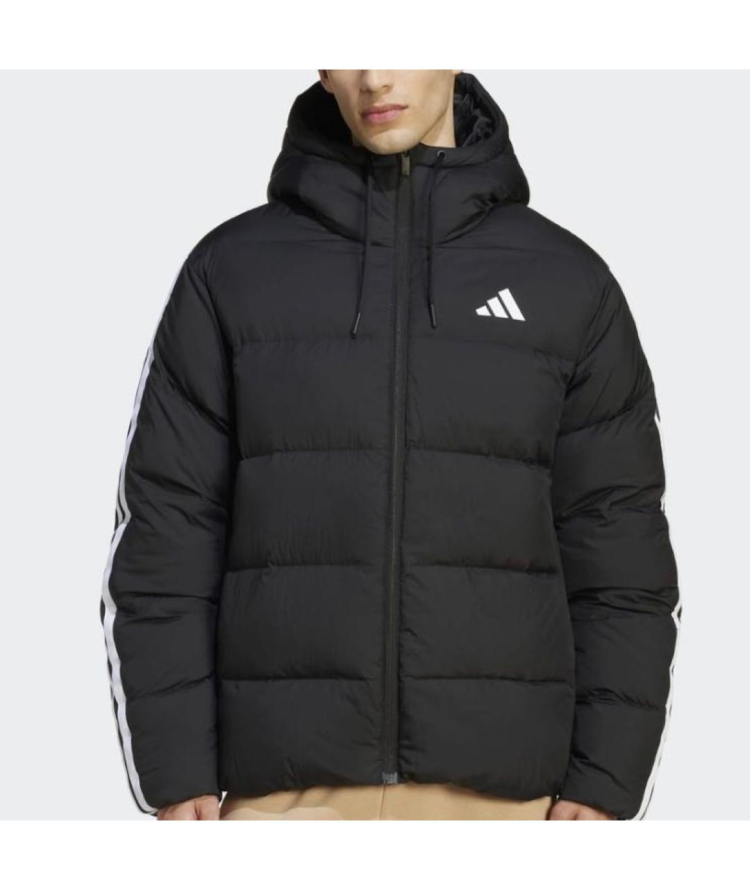 ADIDAS Черная полиамидовая куртка, фото 2