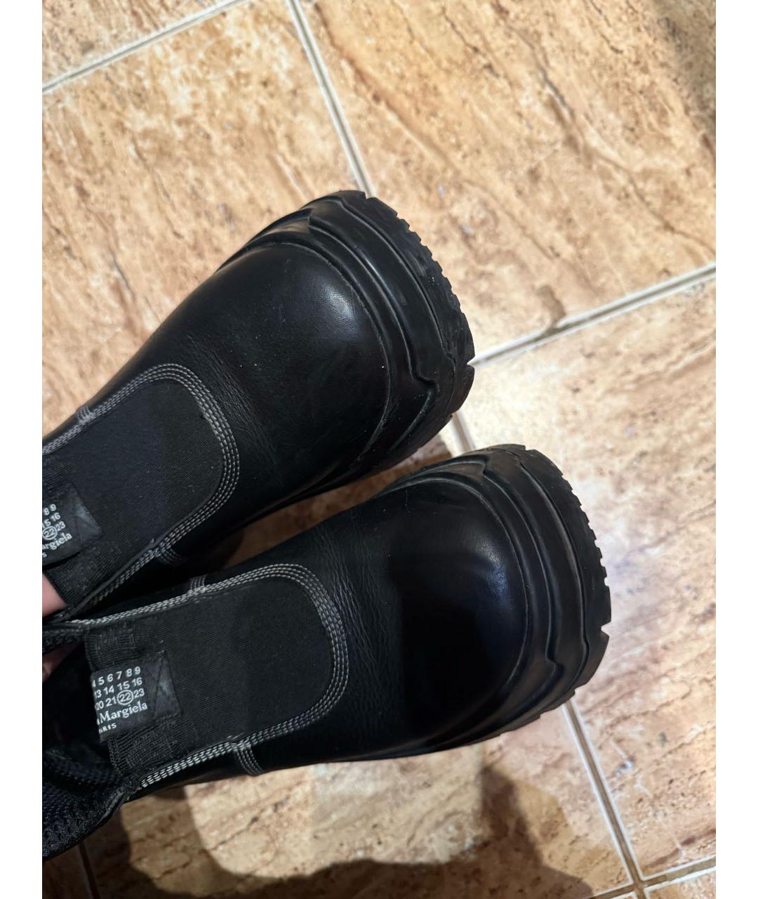 MAISON MARGIELA Черные кожаные ботинки, фото 4