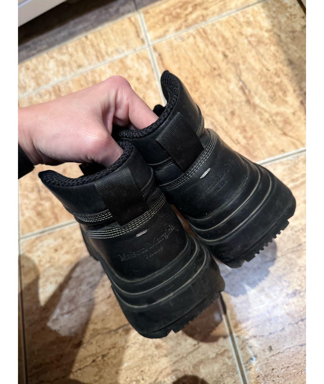 MAISON MARGIELA Черные кожаные ботинки, фото 3