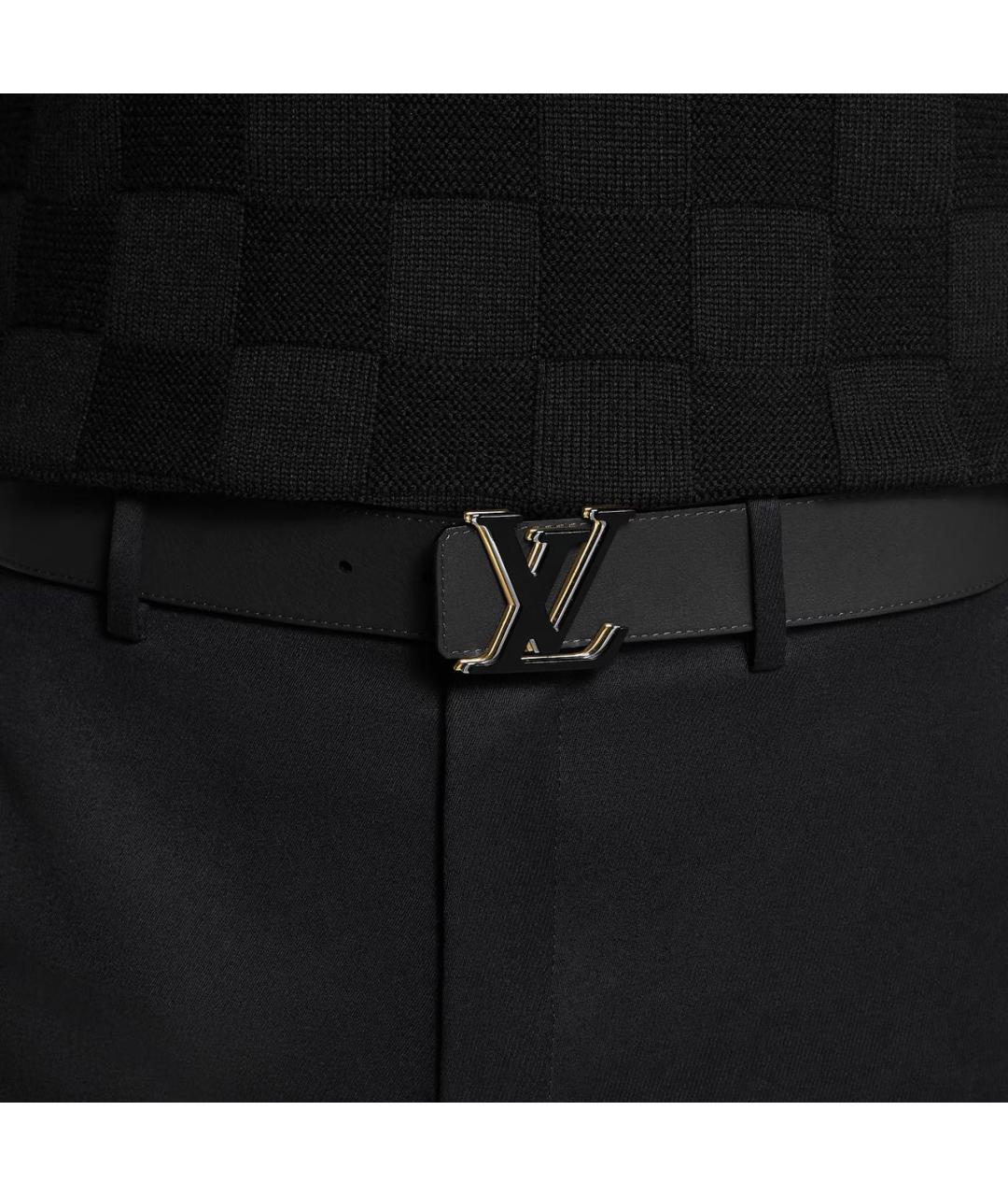 LOUIS VUITTON Черный кожаный ремень, фото 4