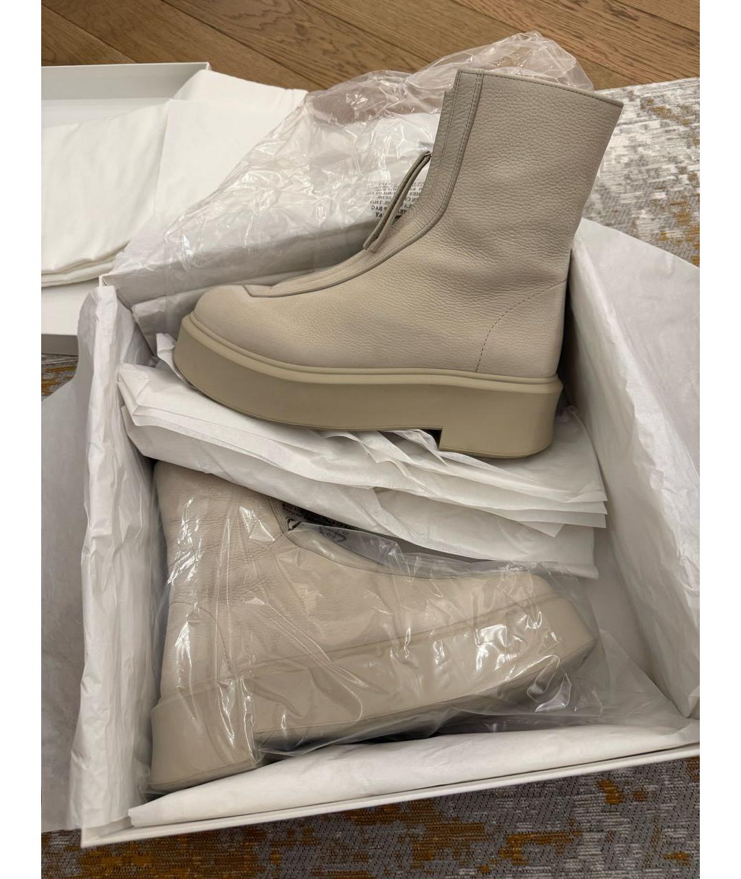 THE ROW Бежевые кожаные ботинки, фото 4