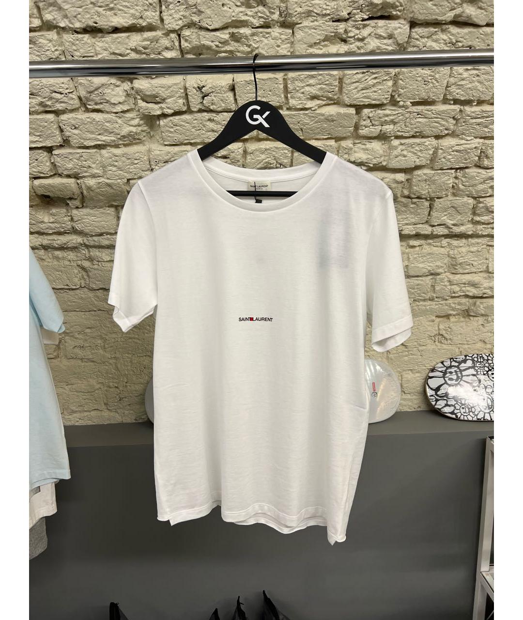 SAINT LAURENT Белая хлопковая футболка, фото 2