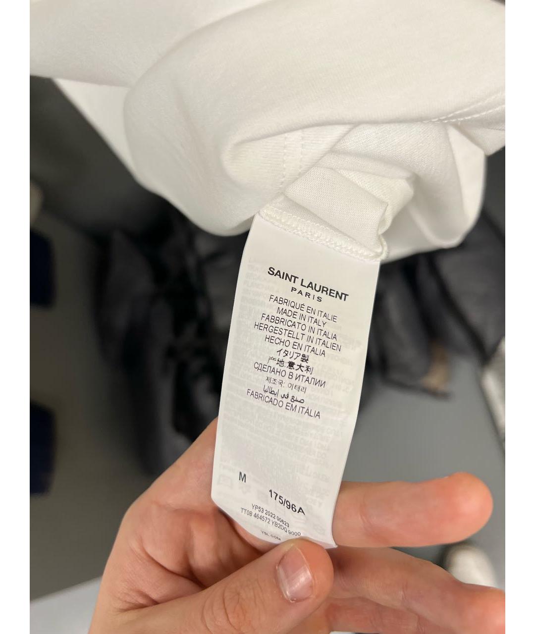SAINT LAURENT Белая хлопковая футболка, фото 6