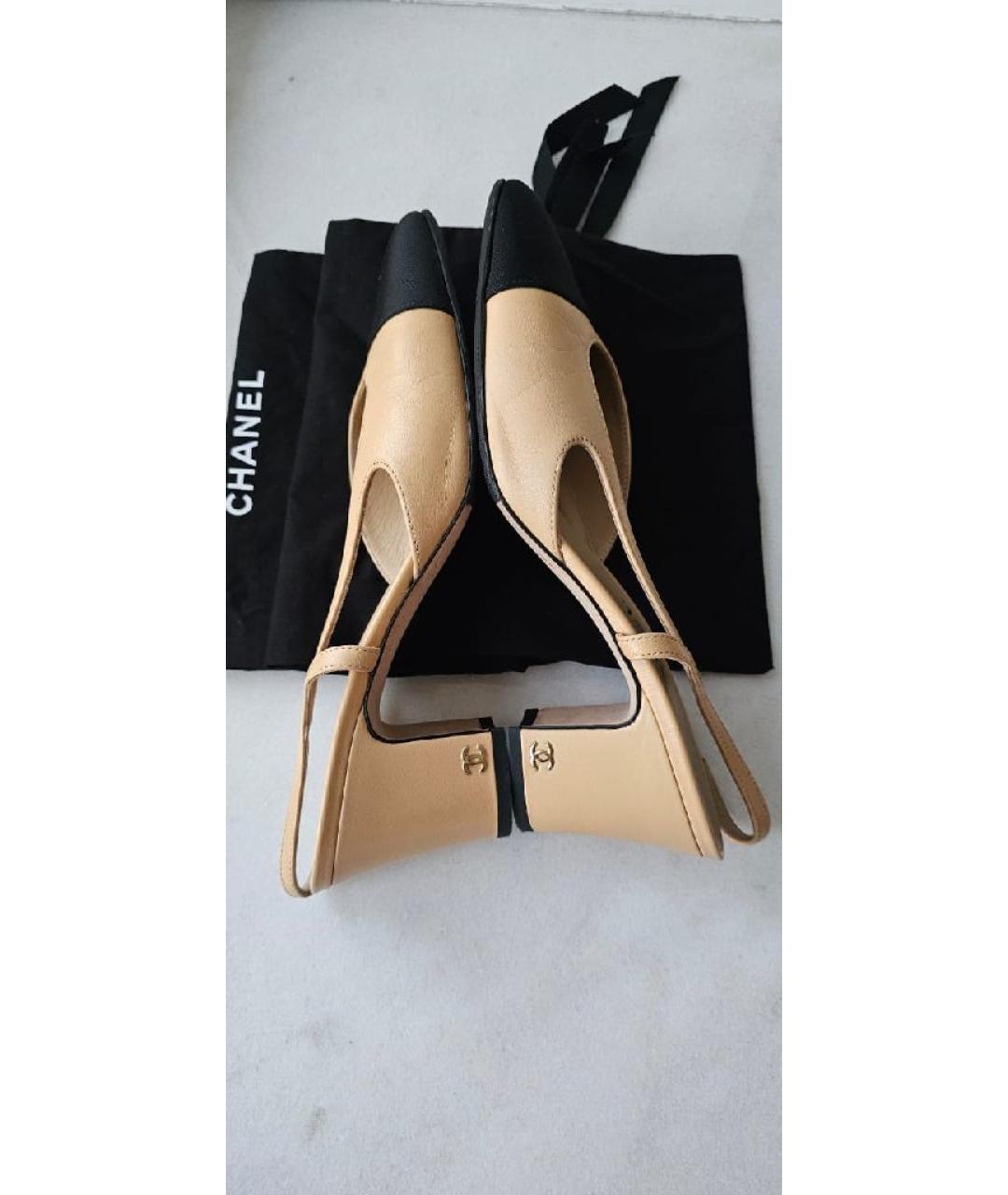 CHANEL Бежевые кожаные туфли, фото 5