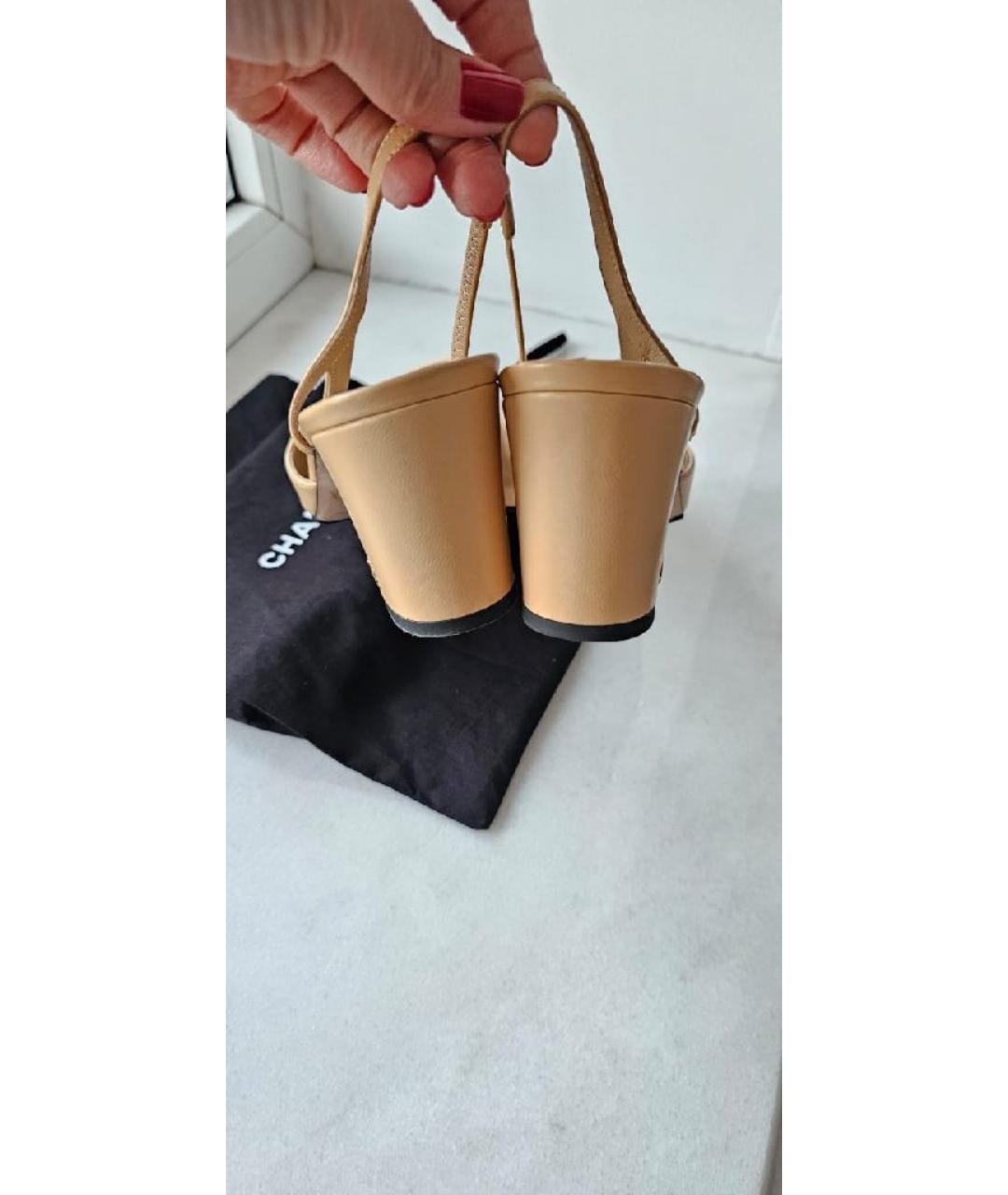 CHANEL Бежевые кожаные туфли, фото 4