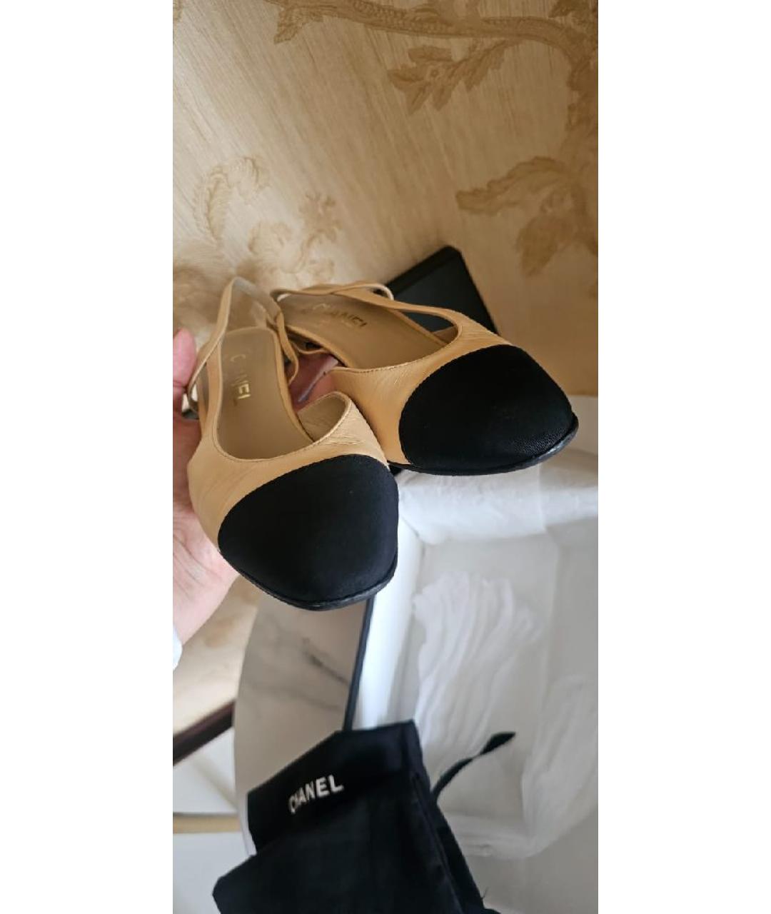 CHANEL Бежевые кожаные туфли, фото 9