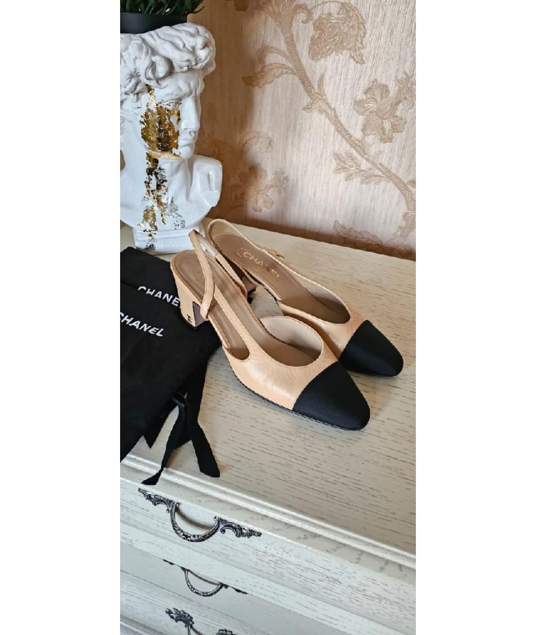CHANEL Бежевые кожаные туфли, фото 8