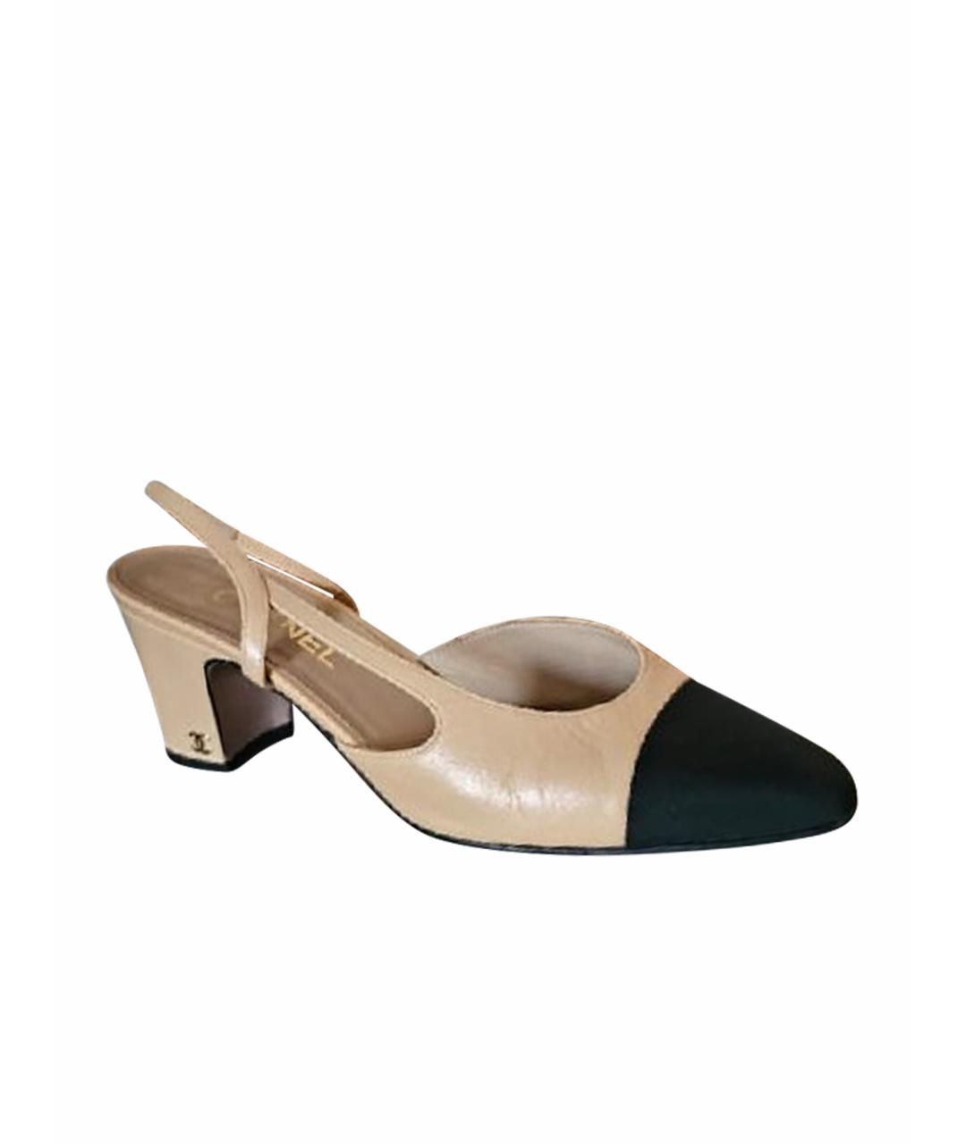 CHANEL Бежевые кожаные туфли, фото 1