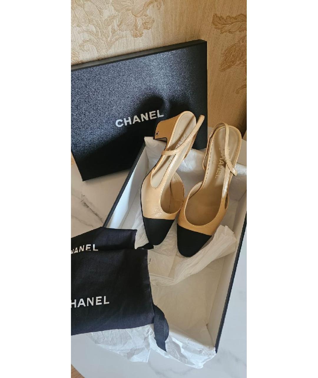 CHANEL Бежевые кожаные туфли, фото 3