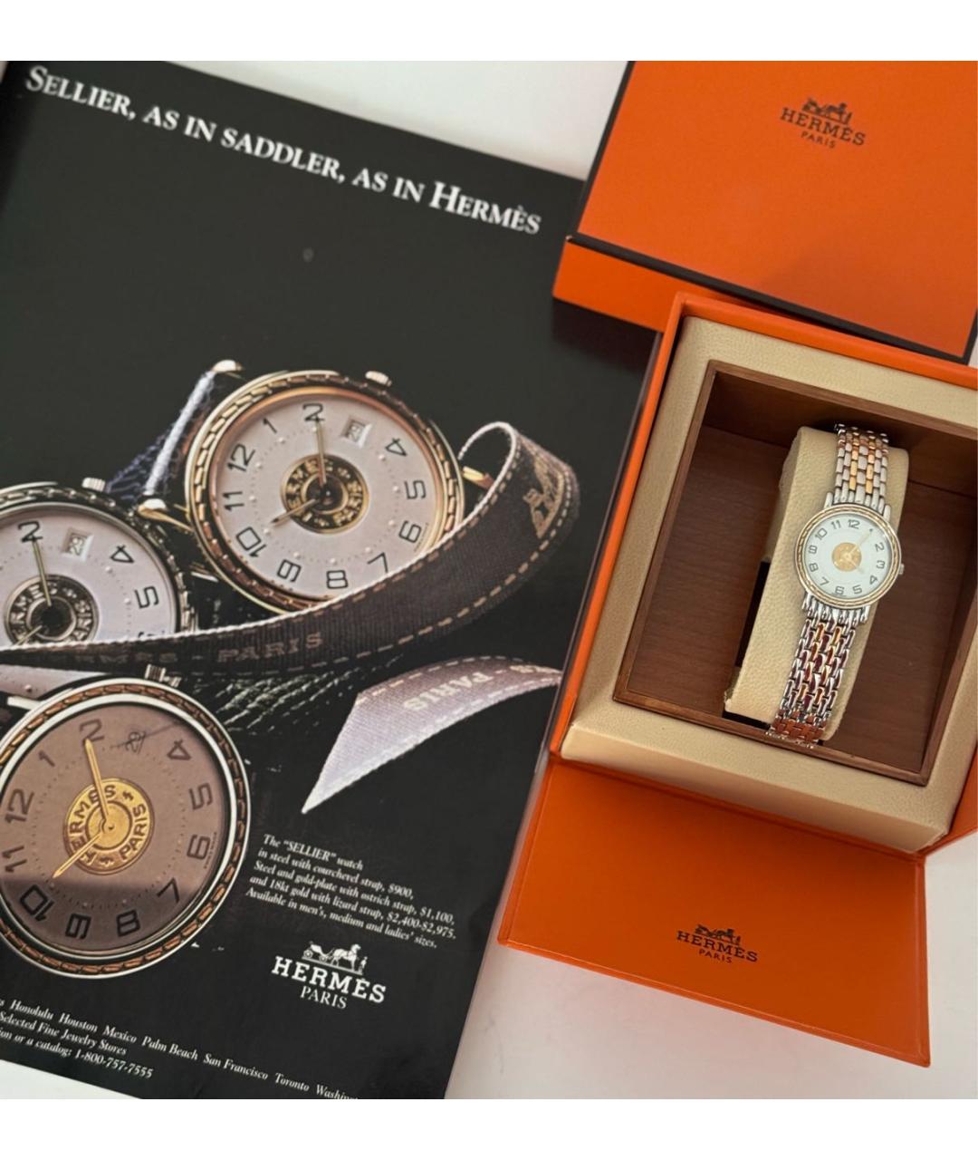 HERMES Серебряные стальные часы, фото 4