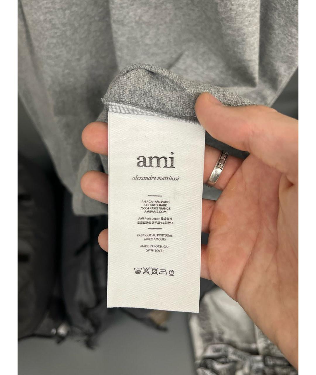 Ami Paris Серая хлопковая футболка, фото 6