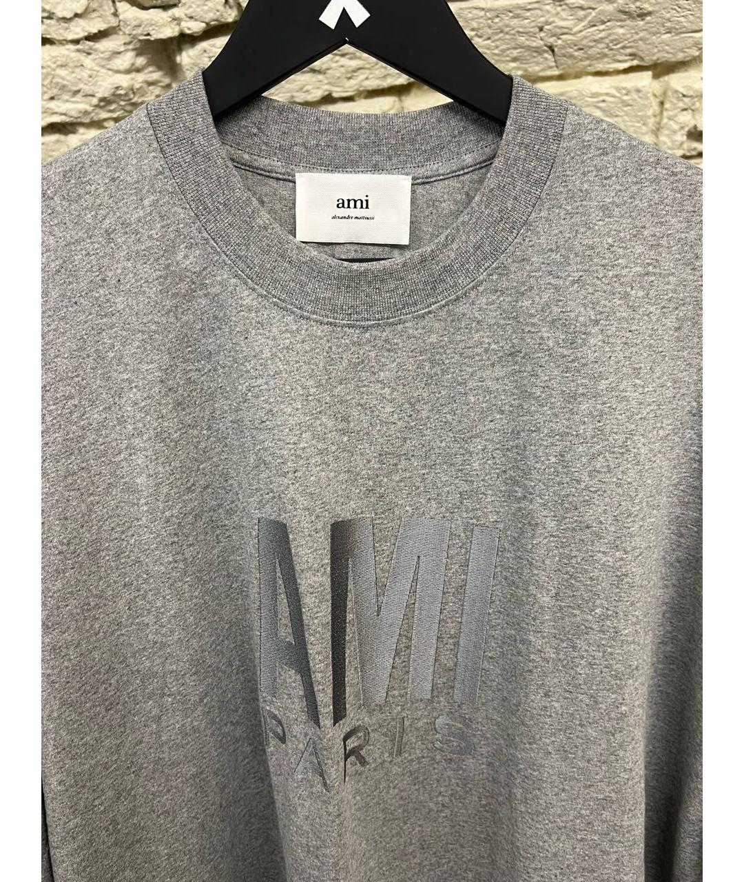 Ami Paris Серая хлопковая футболка, фото 3