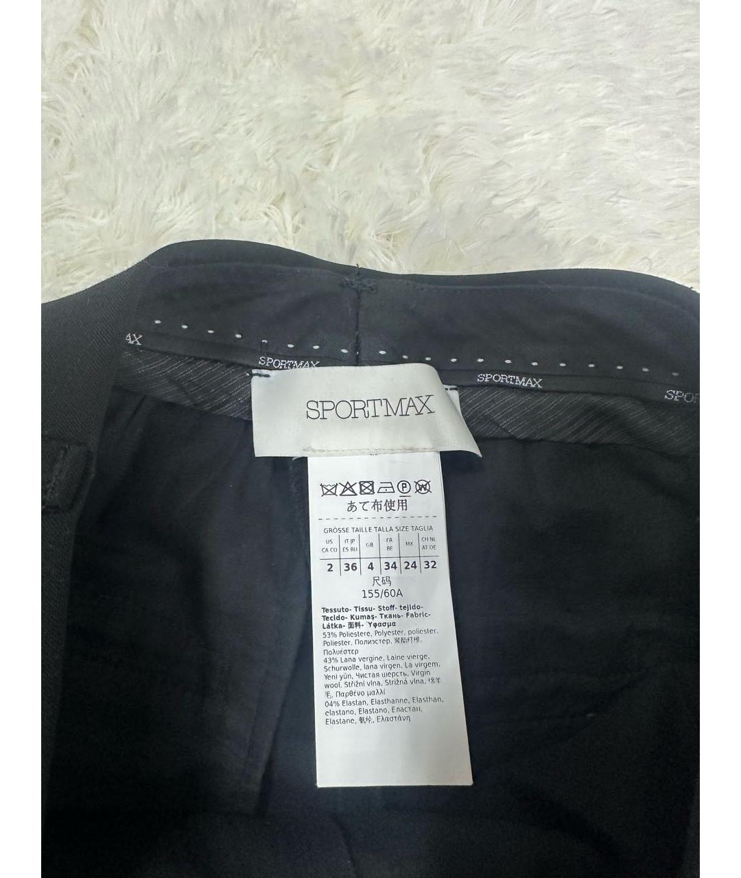 SPORTMAX Черные прямые брюки, фото 3