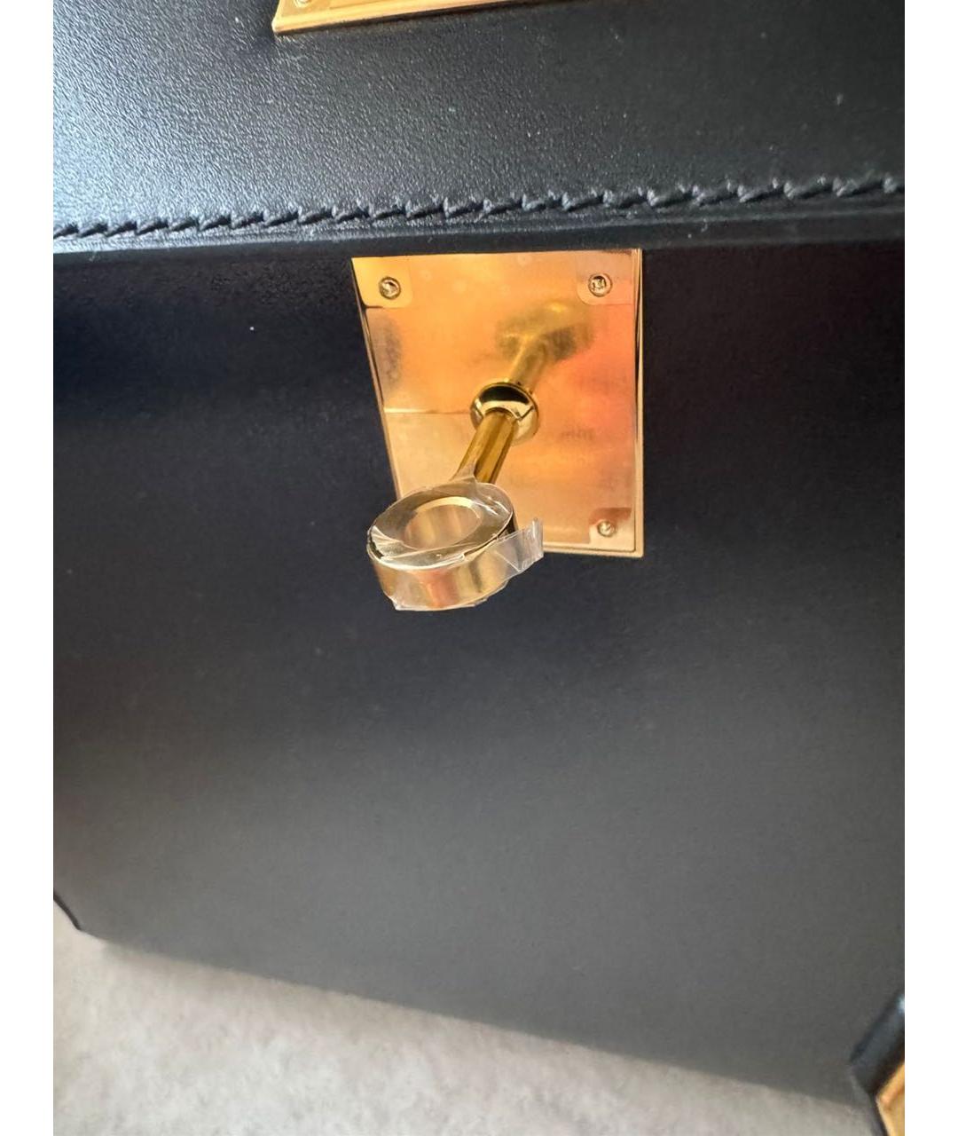 HERMES Черная кожаная сумка с короткими ручками, фото 5