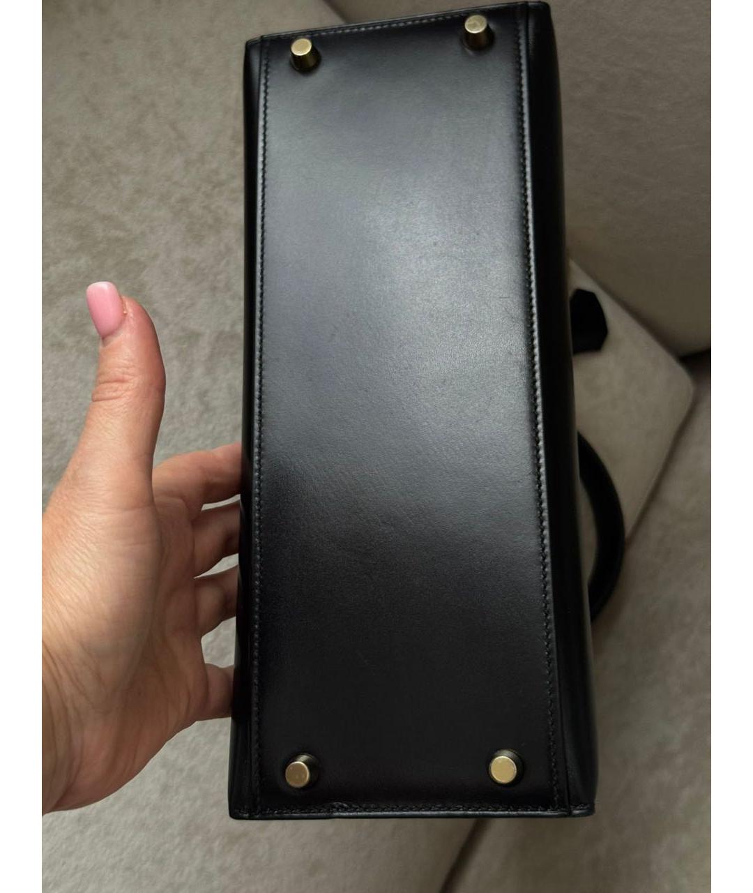 HERMES Черная кожаная сумка с короткими ручками, фото 7