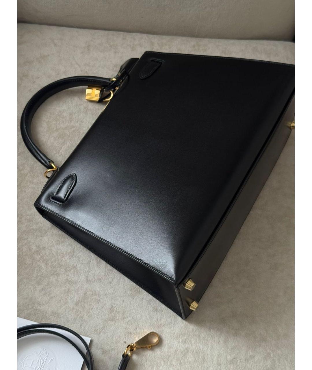 HERMES Черная кожаная сумка с короткими ручками, фото 3