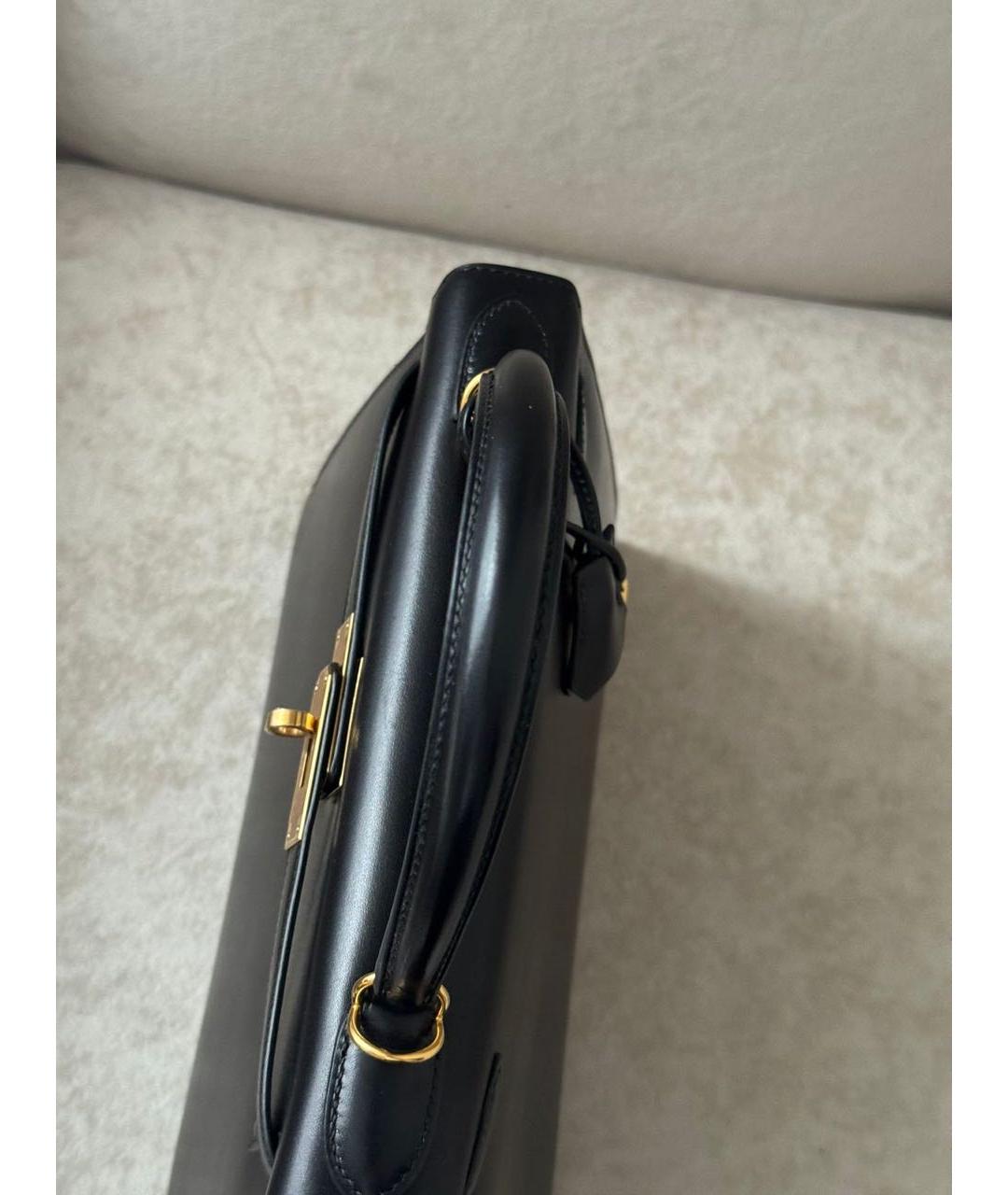HERMES Черная кожаная сумка с короткими ручками, фото 4