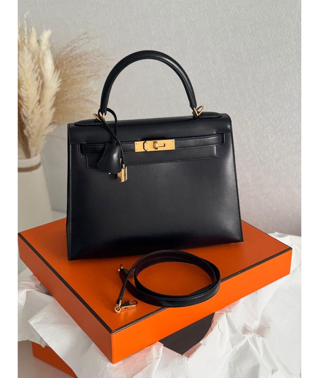 HERMES Черная кожаная сумка с короткими ручками, фото 8