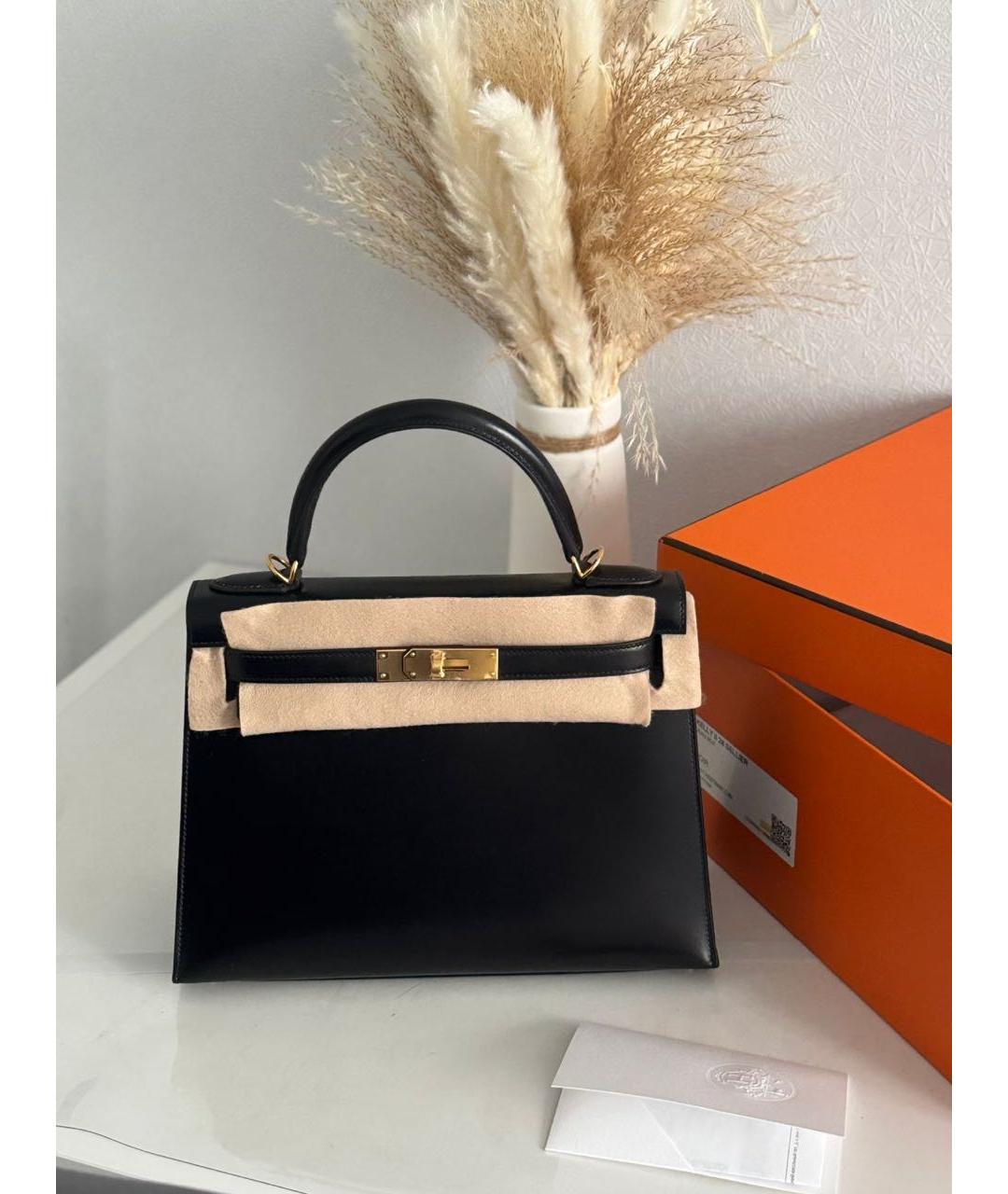 HERMES Черная кожаная сумка с короткими ручками, фото 9