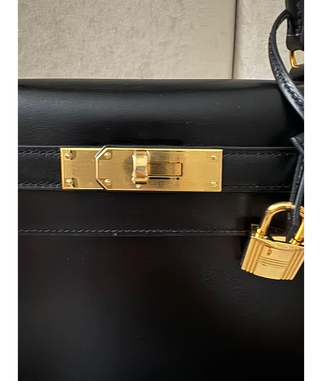 HERMES Черная кожаная сумка с короткими ручками, фото 6