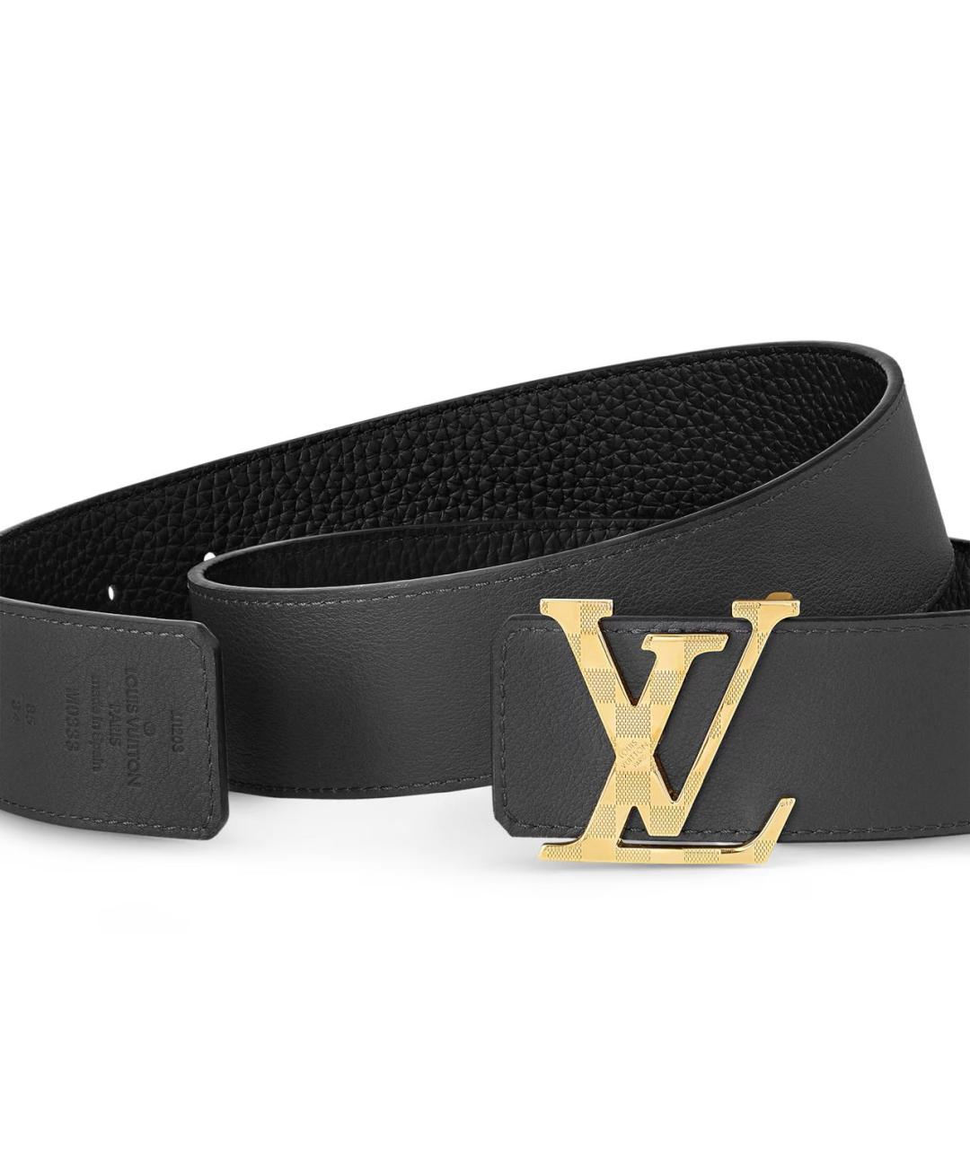 LOUIS VUITTON Черный кожаный ремень, фото 2