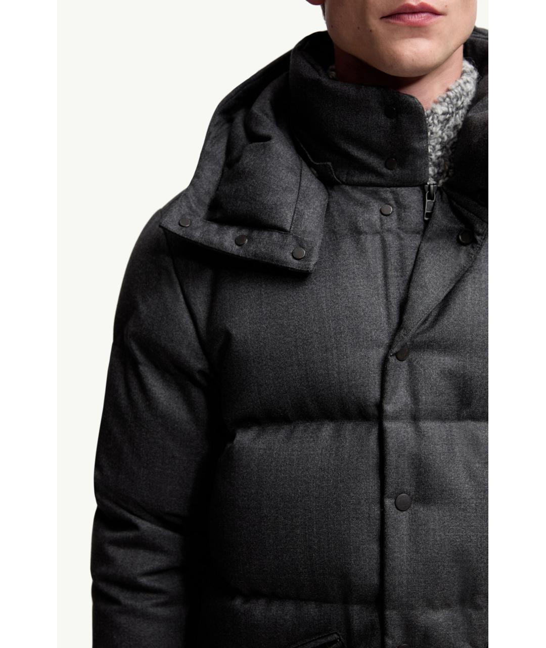 MONCLER Антрацитовый шерстяной пуховик, фото 8