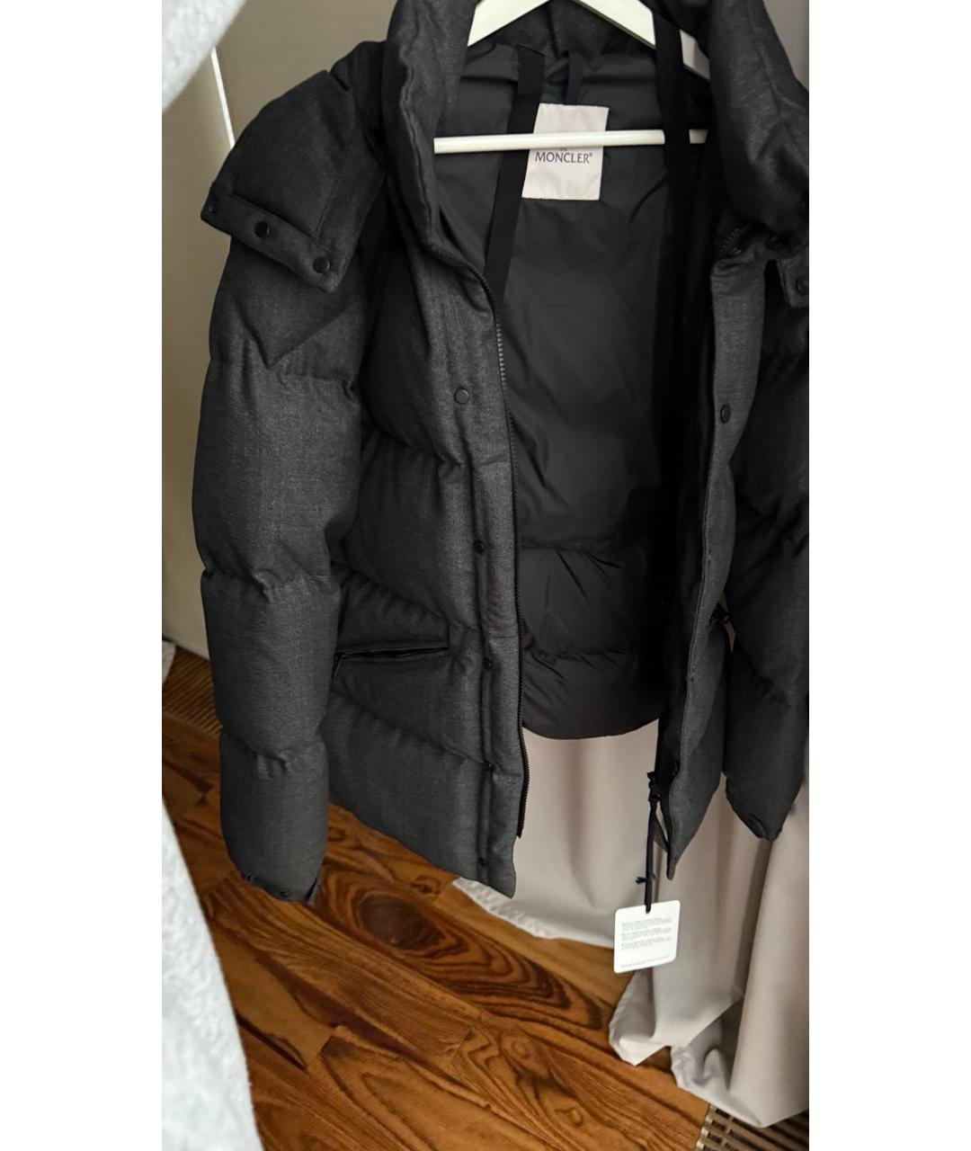 MONCLER Антрацитовый шерстяной пуховик, фото 4