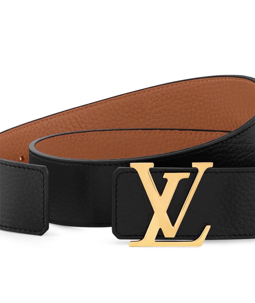 LOUIS VUITTON Черный кожаный ремень, фото 2