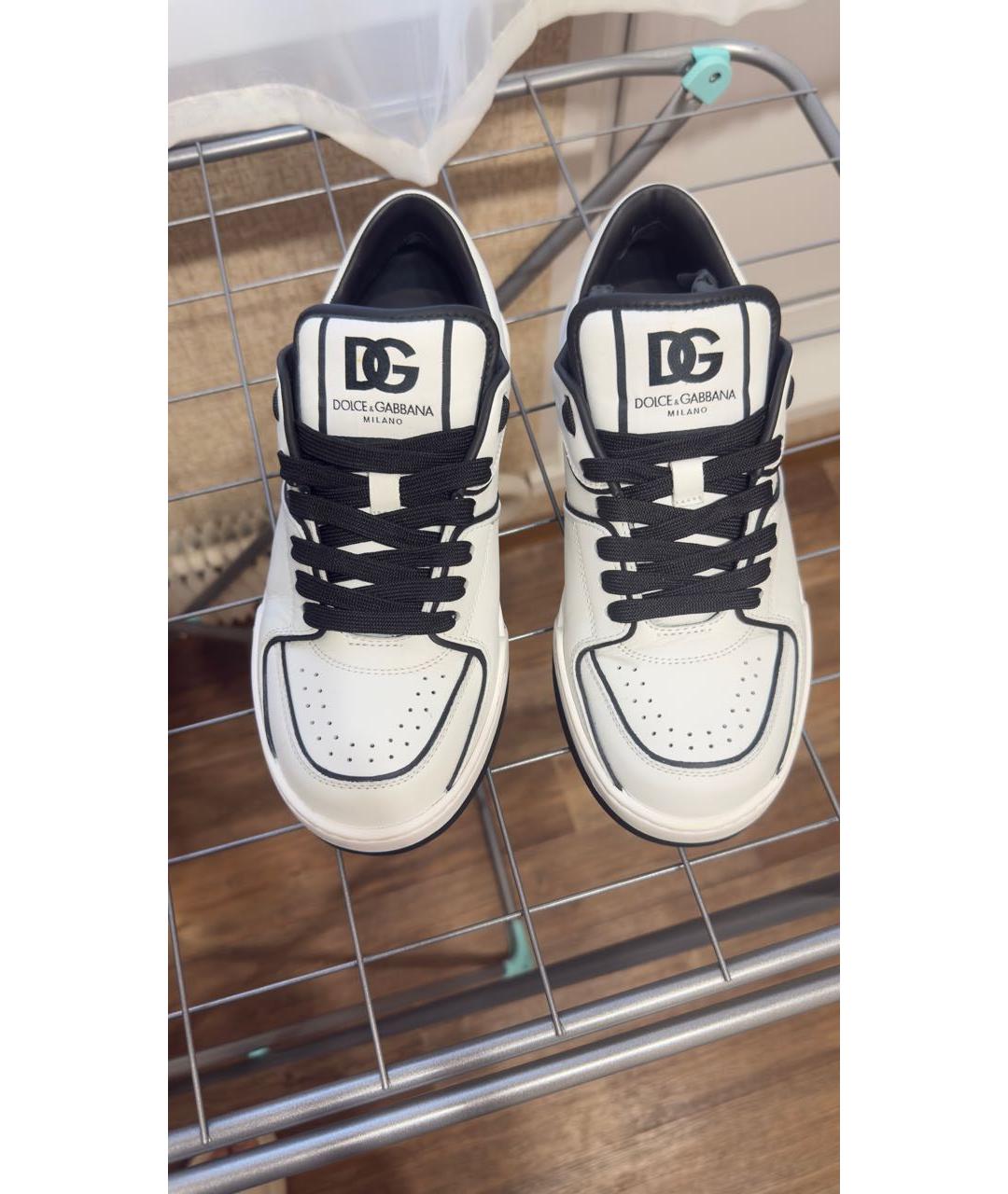 DOLCE&GABBANA Белые кожаные кеды, фото 2