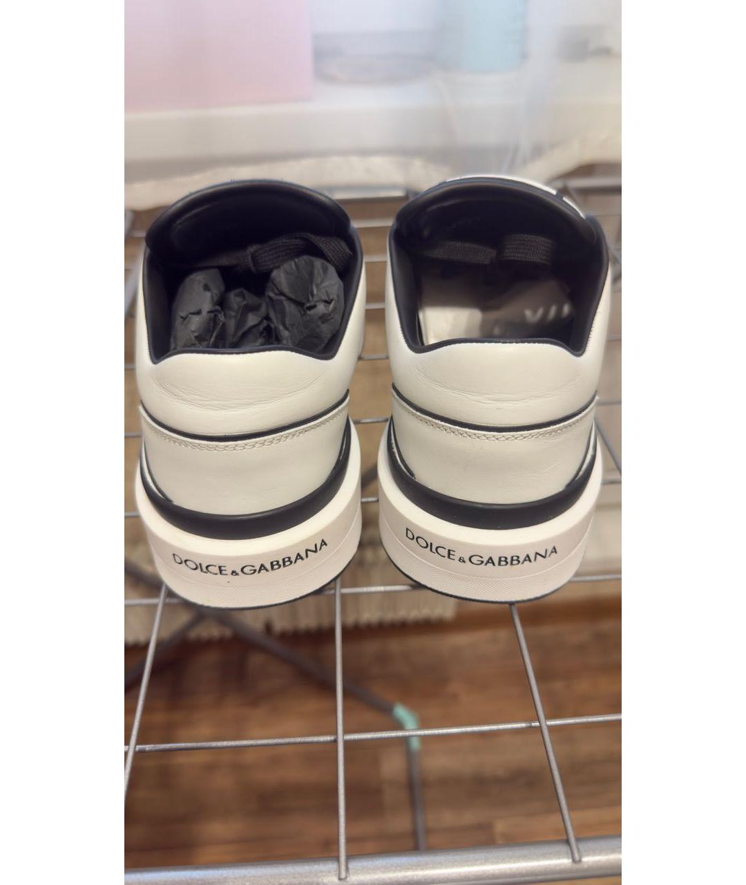 DOLCE&GABBANA Белые кожаные кеды, фото 4
