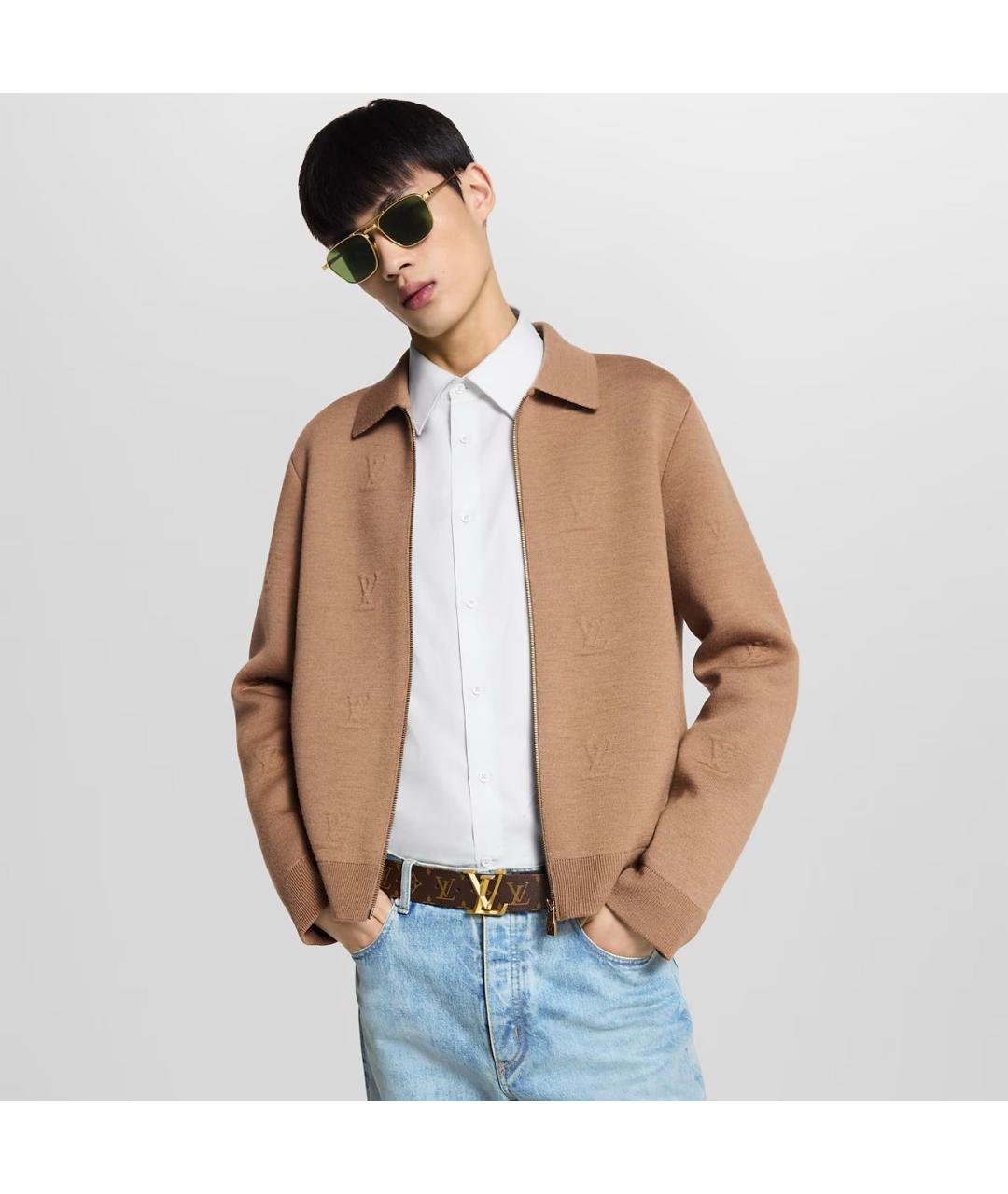 LOUIS VUITTON Коричневый кожаный ремень, фото 3