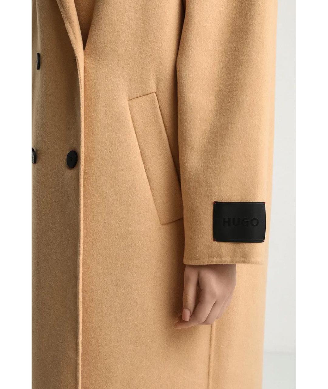 HUGO Бежевое шерстяное пальто, фото 7